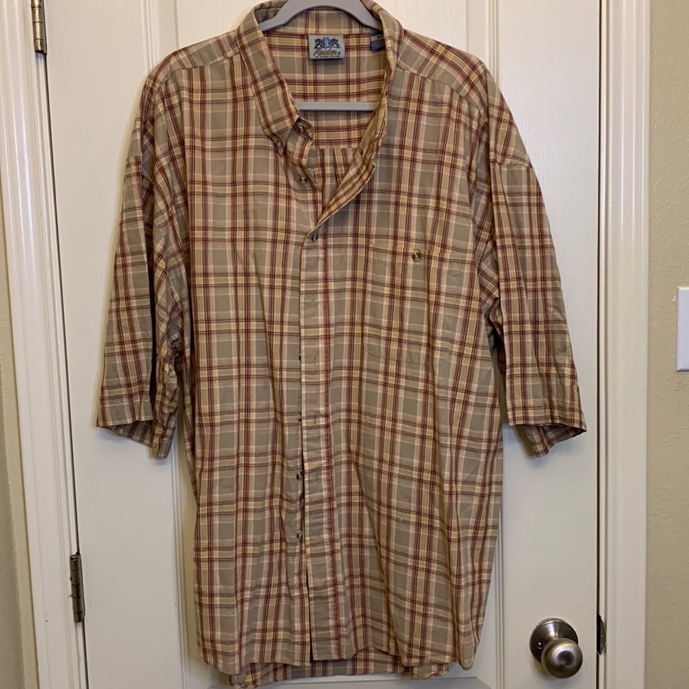 Raider Short Sleeve Button Down Plaid Shirt Size 4X